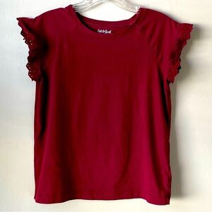 NWOT Cat & Jack lace sleeve girls kids t-shirt burgundy maroon red size 10/12